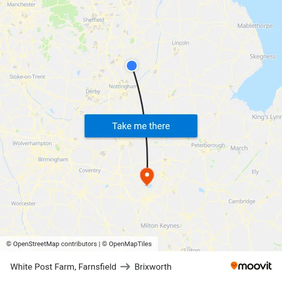 White Post Farm, Farnsfield to Brixworth map