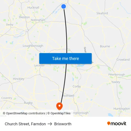 Church Street, Farndon to Brixworth map