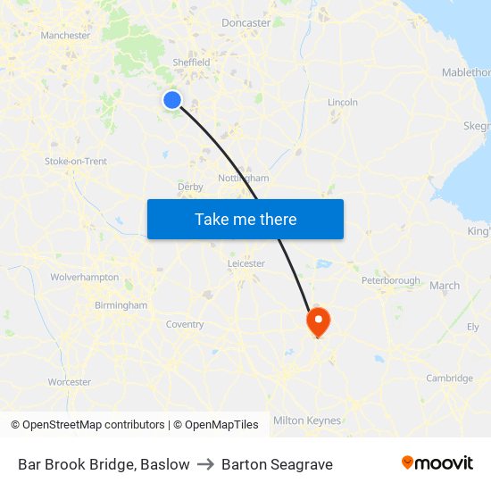 Bar Brook Bridge, Baslow to Barton Seagrave map