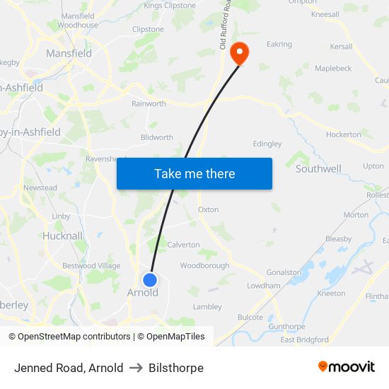 Jenned Road, Arnold to Bilsthorpe map