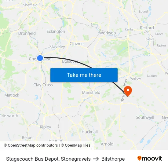 Stagecoach Bus Depot, Stonegravels to Bilsthorpe map