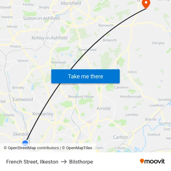 French Street, Ilkeston to Bilsthorpe map
