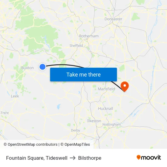 Fountain Square, Tideswell to Bilsthorpe map