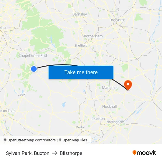 Sylvan Park, Buxton to Bilsthorpe map