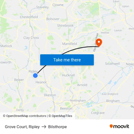 Grove Court, Ripley to Bilsthorpe map