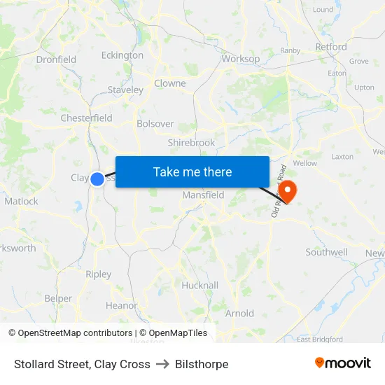 Stollard Street, Clay Cross to Bilsthorpe map