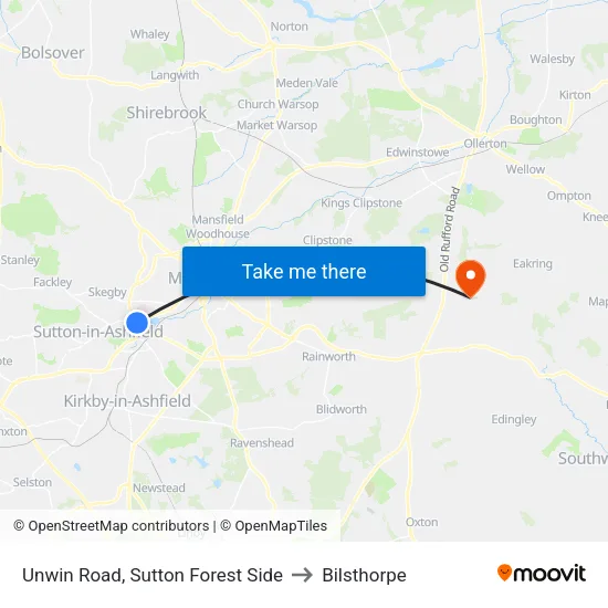 Unwin Road, Sutton Forest Side to Bilsthorpe map