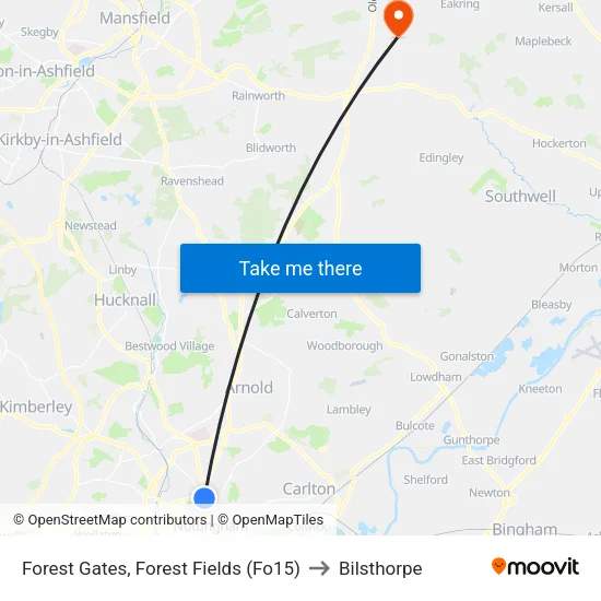 Forest Recreational Ground, Forest Fields (Fo15) to Bilsthorpe map