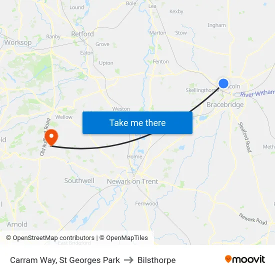 Carram Way, St Georges Park to Bilsthorpe map