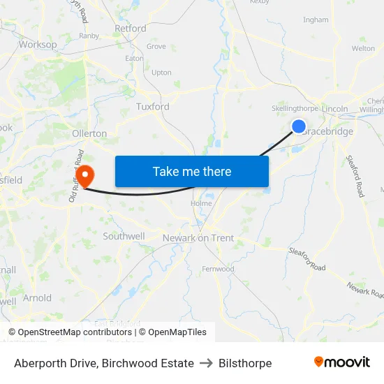 Aberporth Drive, Birchwood Estate to Bilsthorpe map