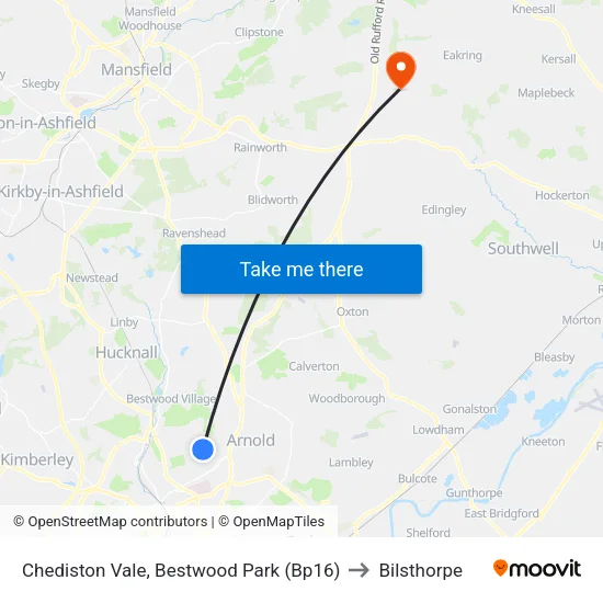Chediston Vale, Bestwood Park (Bp16) to Bilsthorpe map