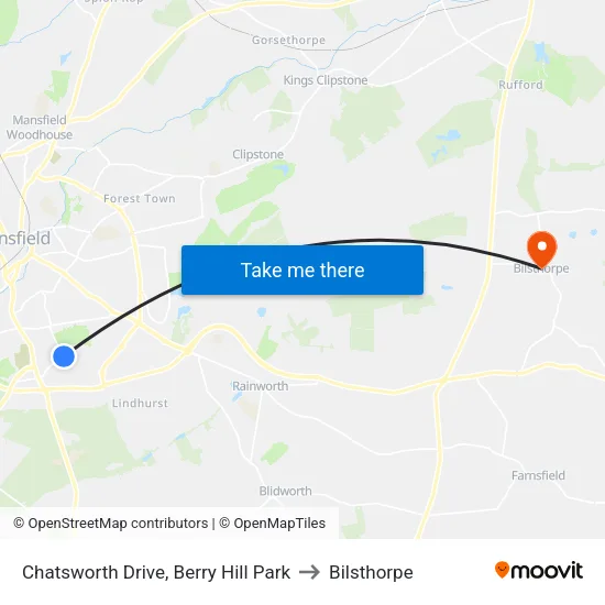 Lansdowne Avenue, Berry Hill Park to Bilsthorpe map