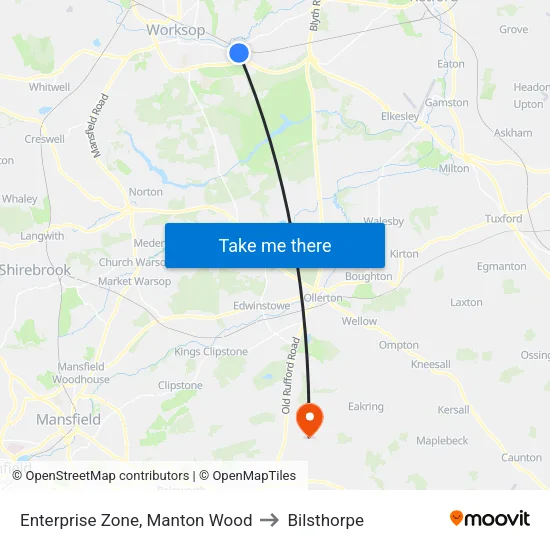 Enterprise Zone, Manton Wood to Bilsthorpe map