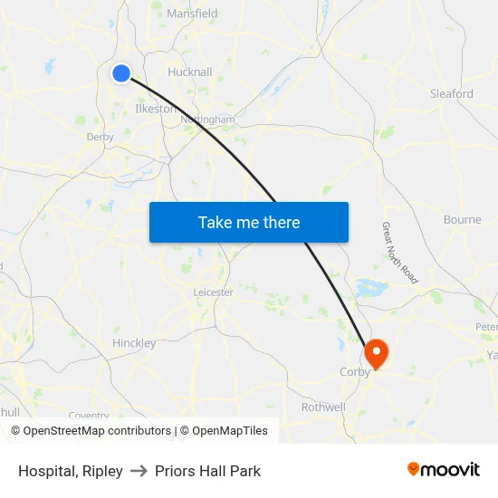 Hospital, Ripley to Priors Hall Park map