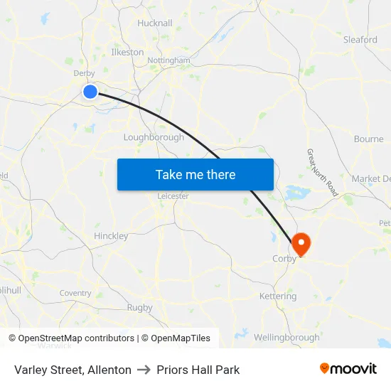 Varley Street, Allenton to Priors Hall Park map