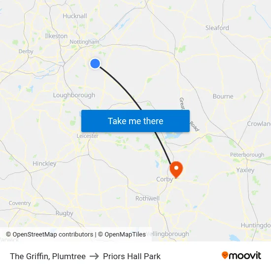 The Griffin, Plumtree to Priors Hall Park map