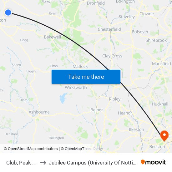 Club, Peak Dale to Jubilee Campus (University Of Nottingham) map