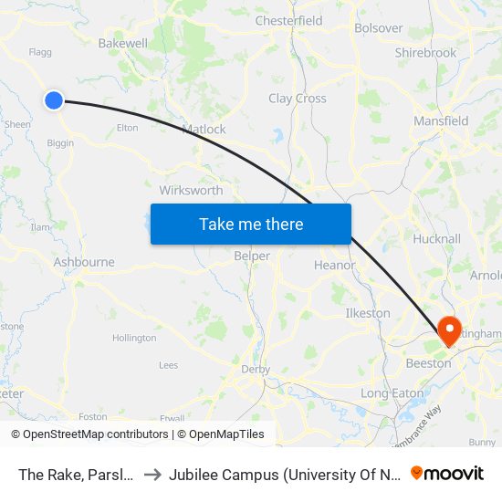 The Rake, Parsley Hay to Jubilee Campus (University Of Nottingham) map