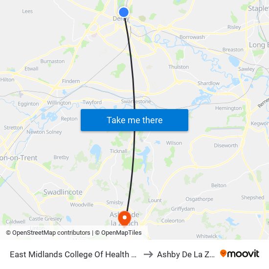 East Midlands College Of Health & Beauty to East Midlands College Of Health & Beauty map