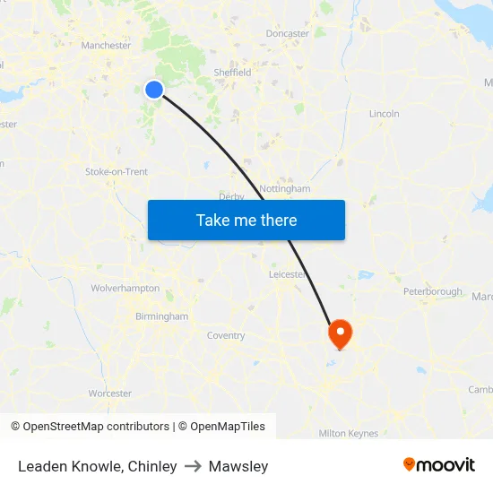 Leaden Knowle, Chinley to Mawsley map