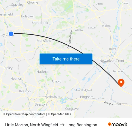 Little Morton, North Wingfield to Long Bennington map