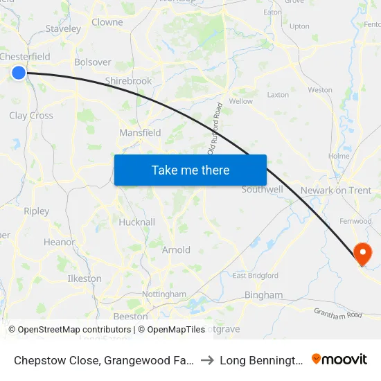 Chepstow Close, Grangewood Farm to Long Bennington map