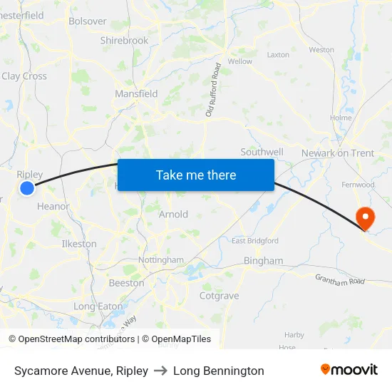 Sycamore Avenue, Ripley to Long Bennington map