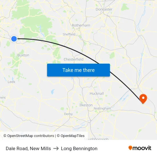 Dale Road, New Mills to Long Bennington map