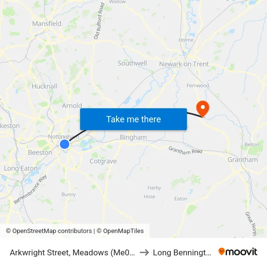 Arkwright Street, Meadows (Me01) to Long Bennington map