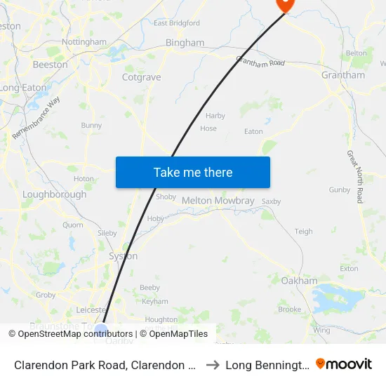 Clarendon Park Road, Clarendon Park to Long Bennington map