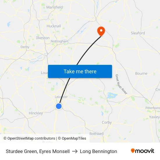 Sturdee Green, Eyres Monsell to Long Bennington map