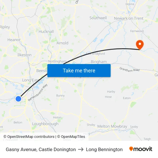 Gasny Avenue, Castle Donington to Long Bennington map