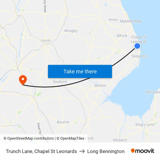 Trunch Lane, Chapel St Leonards to Long Bennington map