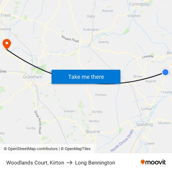 Woodlands Court, Kirton to Long Bennington map