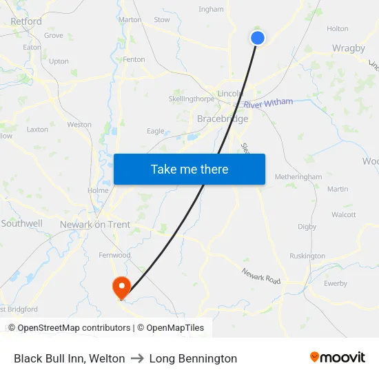 Black Bull Inn, Welton to Long Bennington map