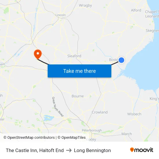 The Castle Inn, Haltoft End to Long Bennington map