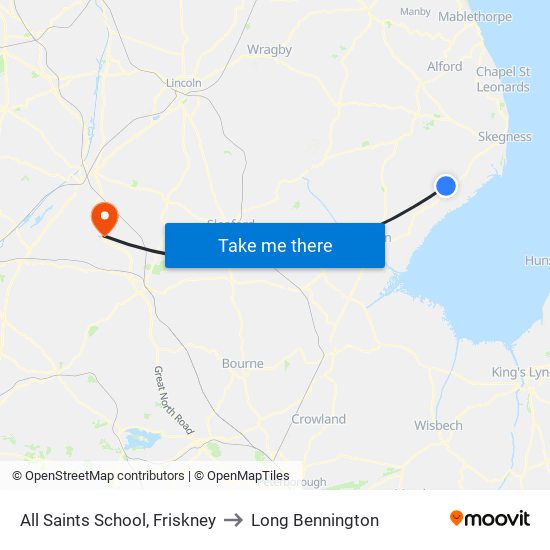 All Saints School, Friskney to Long Bennington map