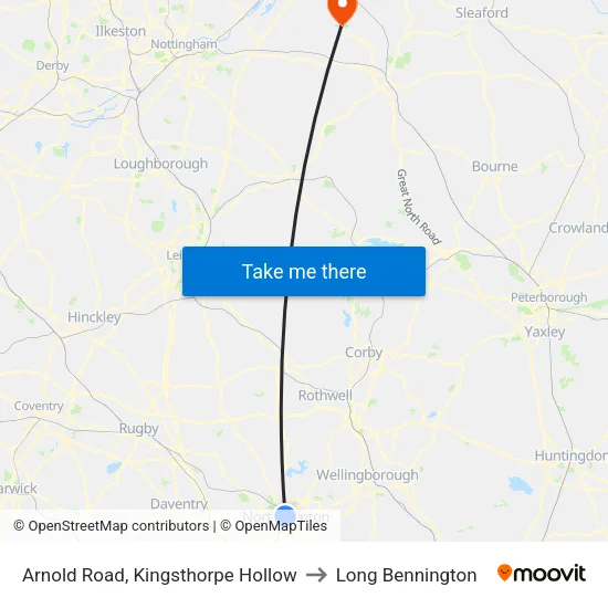 Arnold Road, Kingsthorpe Hollow to Long Bennington map