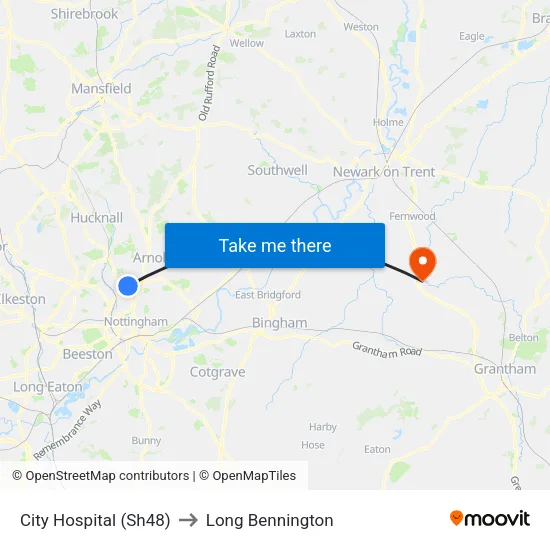 City Hospital (Sh48) to Long Bennington map