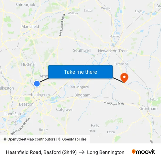 Heathfield Road, Basford (Sh49) to Long Bennington map