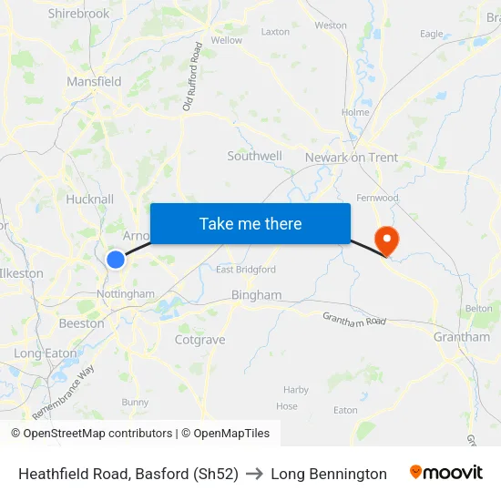 Heathfield Road, Basford (Sh52) to Long Bennington map