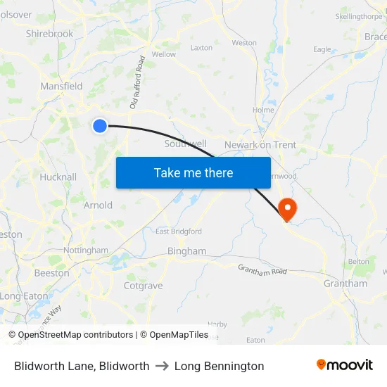 Blidworth Lane, Blidworth to Long Bennington map
