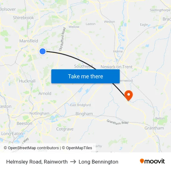 Helmsley Road, Rainworth to Long Bennington map