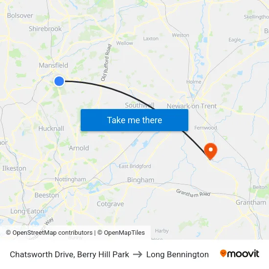 Lansdowne Avenue, Berry Hill Park to Long Bennington map