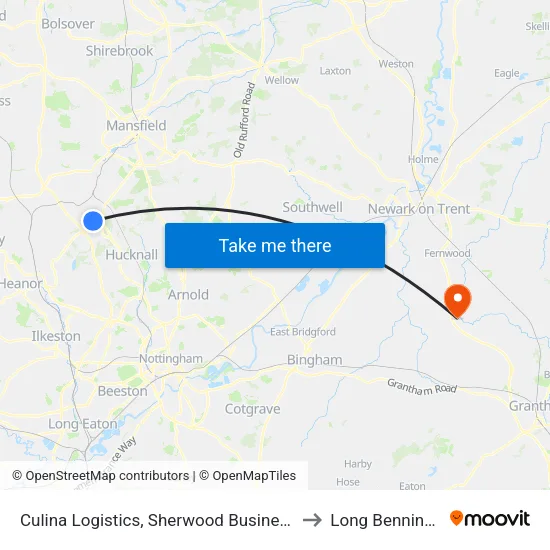Culina Logistics, Sherwood Business Park to Long Bennington map