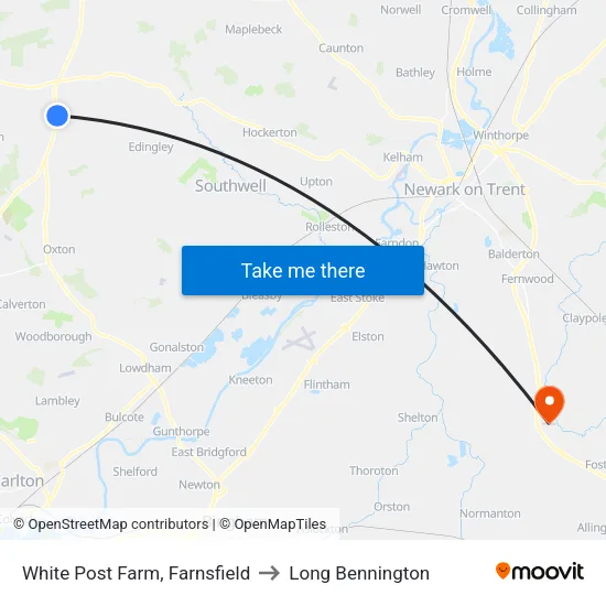 White Post Farm, Farnsfield to Long Bennington map