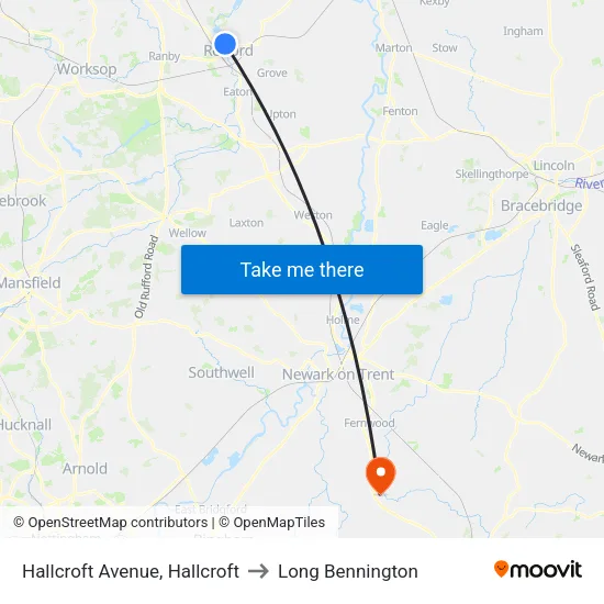 Hallcroft Avenue, Hallcroft to Long Bennington map