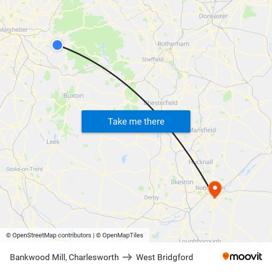 Bankwood Mill, Charlesworth to West Bridgford map