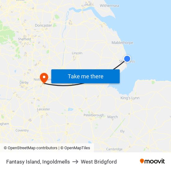 Fantasy Island, Ingoldmells to West Bridgford map