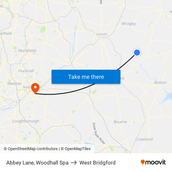 Abbey Lane, Woodhall Spa to West Bridgford map